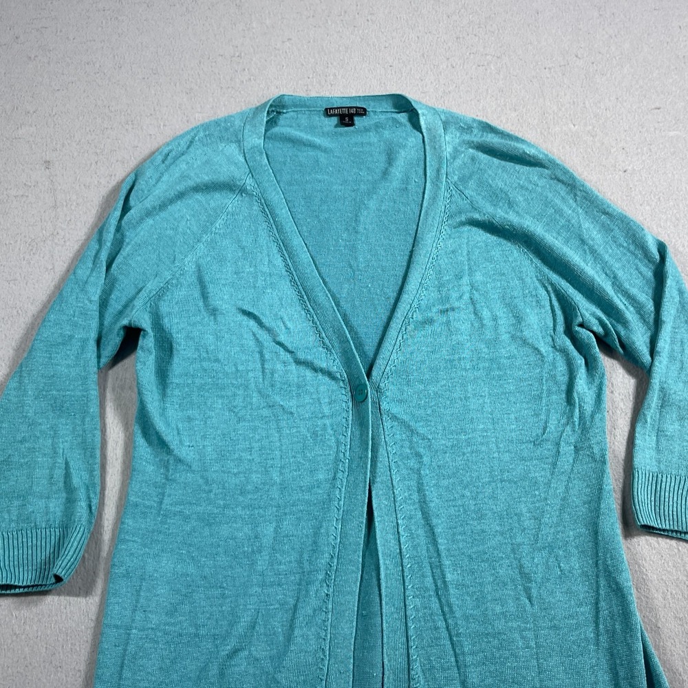 Lafayette 148 New York Cardigan Sweater Duster Knit Linen Women Small Size Blue - Picture 2 of 9